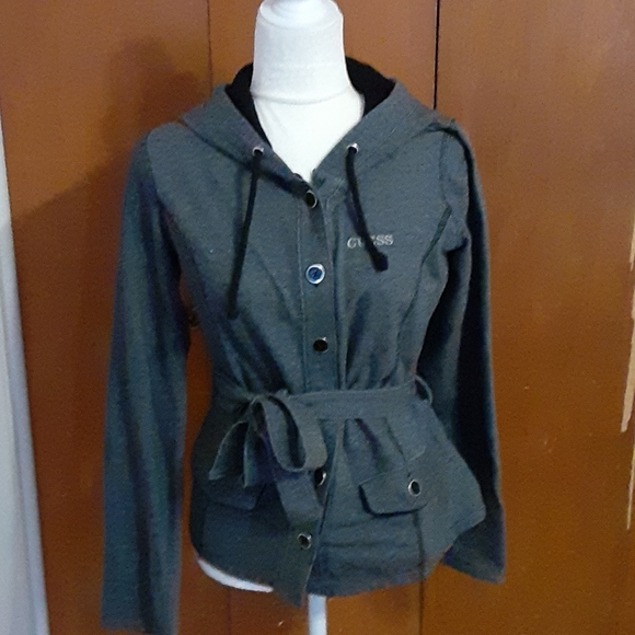 Guess Waist Tie Winter Coat With Hood